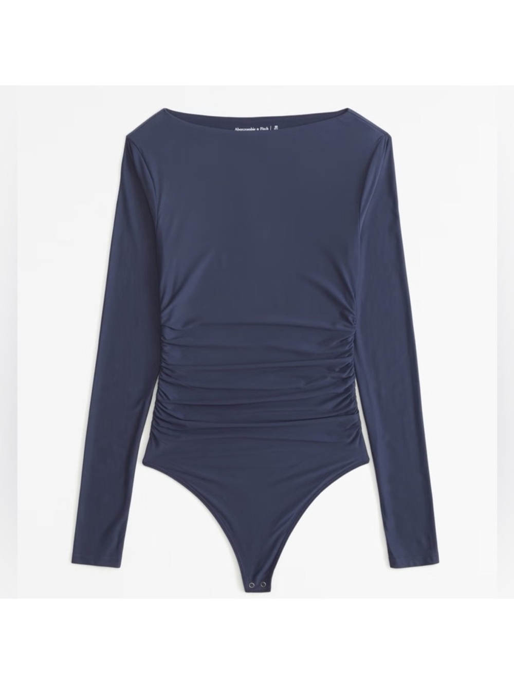 Slash Boatneck Long-Sleeve Ruched Bodysuit